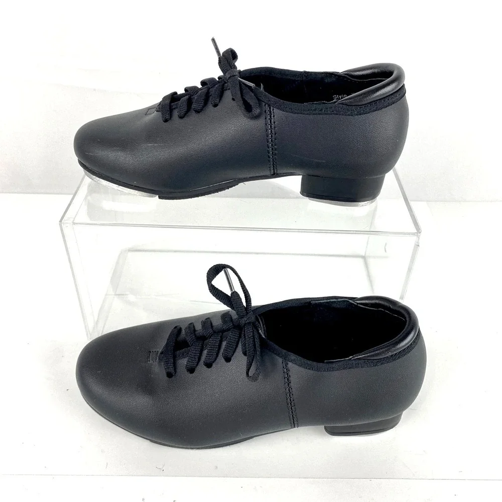 Theatricals Tap Dance Shoes Kids 12 Black Lace Up LKNU Dance Oxfords Flats LKNU